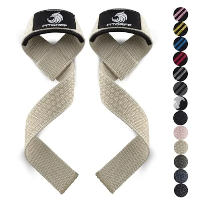 Abbildung von Fitgriff® Zughilfen (gepolstert) für Krafttraining, Bodybuilding, Fitness Kreuzheben Gurte Lifting Straps Frauen und Männer (Sand, Silicone, XS)