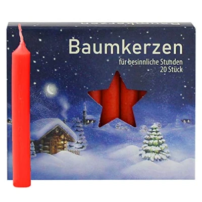 Abbildung von Ebersbacher Kerzenfabrik Baumkerzen rot , 20 Stück, Größe 13x105mm BK20/250