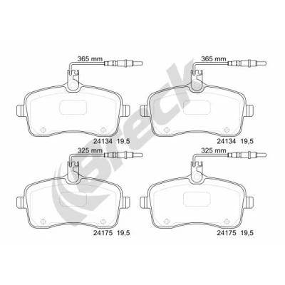 Abbildung von BRECK 24134 00 701 10 Bremsbelagsatz inkl. Verschleißwarnkontakt, mit integriertem Verschleißsensor Zubehör PEUGEOT: 407 SW, Limousine