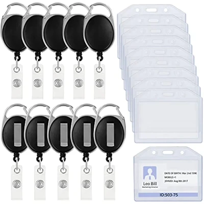 Abbildung von Kurtzy Schlüsselanhänger Ausweishüllen mit ausziehbarem Band (10er Pack) (1 tlg), Ausweishülle (10 Stk)