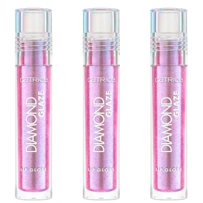 Abbildung von Catrice Diamond Glaze Lip Gloss, Nr. 030, Violett, sofortiges Ergebnis, glänzend, holographisch, glitzernd, vegan, ohne Parabene, Mikroplastikpartikel, Nanopartikel frei, 3er Pack (3x3ml)