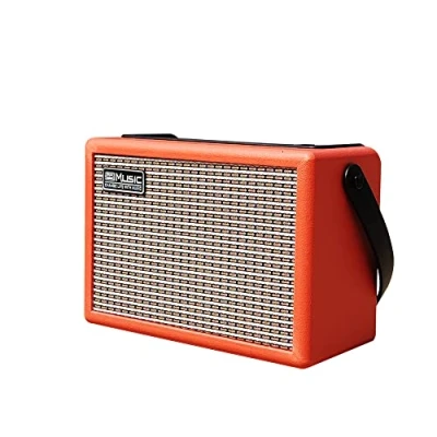 Abbildung von Coolmusic 15G Gitarrenverstärker, Tragbarer Bluetooth 2 Fach Geeignet für E Gitarre und Akustikgitarre, Inklusive Gain Reverb Orange