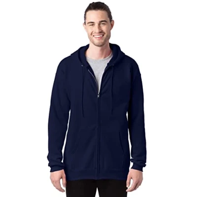 Abbildung von Hanes Herren Kapuzenpullover aus schwerem Fleece mit Reißverschluss Blau Small