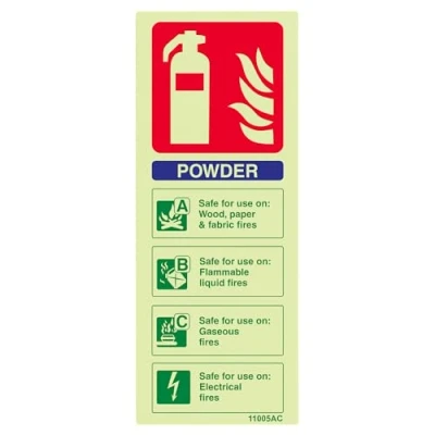 Abbildung von VSafety Warnschild für Feuerlöscher, leuchtet im Dunkeln, 75 mm x 200 mm, Hartkunststoff