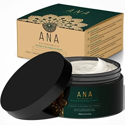 Abbildung von EINFÜHRUNGSPREIS BIO Hyaluronsäure Anti Aging Feuchtigkeitscreme 100ml Hyaluron hochdosiert Gesicht Hals Falten Tages &amp; Nachtcreme mit Aloe Vera&amp;Hanföl ANA Naturkosmetik Made in Germany