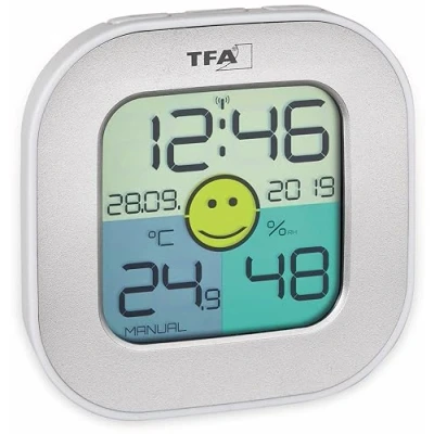 Abbildung von TFA Dostmann Raumthermometer digitales Thermometer Hygrometer FUN 30.5050 farbiges Display
