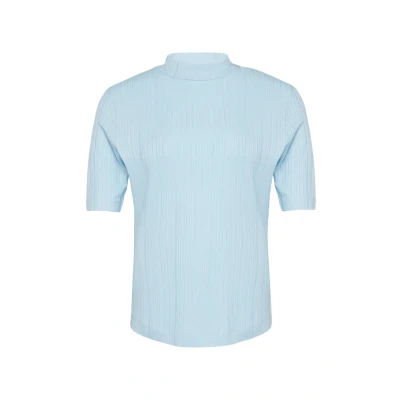 Abbildung von comma SLIM FIT MIT Rippstruktur Tshirt basic, Damen, Größe: 32, Hellblau