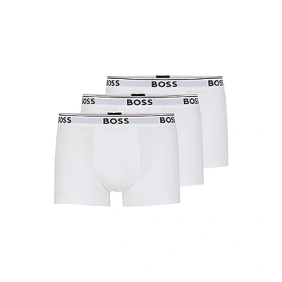 Abbildung von BOSS Herren 3 Pack Stretch Cotton Regular Fit Trunks Badehose, Weiss/opulenter Garten, Small (3er Pack)