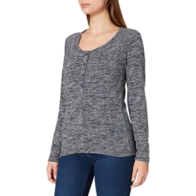 Abbildung von Timezone Damen Slim Henley Longsleeve T Shirt, paloma Grey Melange, XS