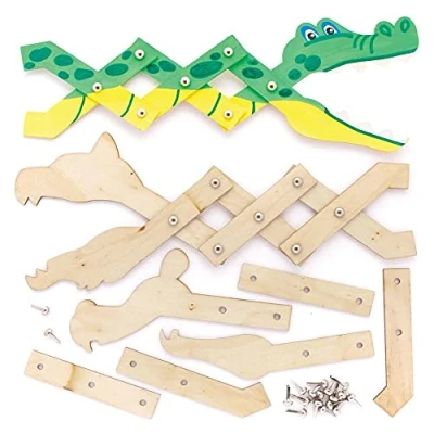 Abbildung von Baker Ross FE279 Dschungeltier aus Holz, ausziehbare Puppen Kits 3 Stück, zum Basteln und Dekorieren