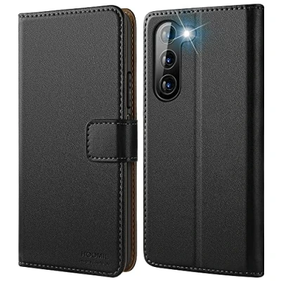Abbildung von HOOMIL MagFlip Handyhülle für Samsung Galaxy S23 Hülle, [Erstklassige Handwerk] Premium Leder Tasche Klappbar Case Schutzhülle Schwarz