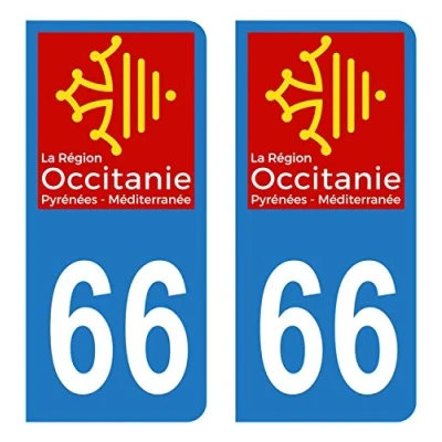 Abbildung von Hadexia Aufkleber für Nummernschild, Auto, Departement 66, Pyrénées Orientales Logo Region Okzitanien