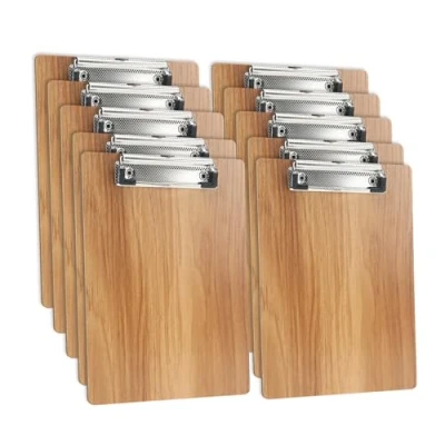 Abbildung von (10 Stück) A5 Klemmbrett Holz A5,Schreibbrett Klemmbretter mit Metalklemme und Aufhängeose, Schreibplatte für Büro,Restaurant,Schule