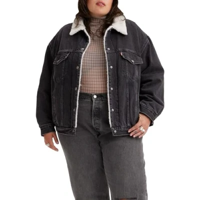 Abbildung von Levi&#039;s PLUS Trucker SIZE Jeansjacke, Damen, Größe: 54/56, Black denim