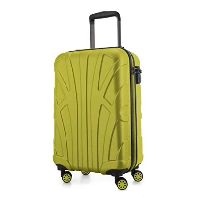 Abbildung von suitline Handgepäck Hartschalen Koffer Trolley Rollkoffer Reisekoffer, TSA, 55 cm, ca. 34 Liter, 100% ABS Matt, Farn
