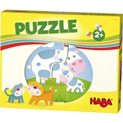 Abbildung von HABA 303762 Lieblingsspiele Puzzles Bauernhof , 6 mit je 2 Teilen aus stabiler Pappe Kinderpuzzle bunten Bauernhofmotiven Spielzeug ab Jahren