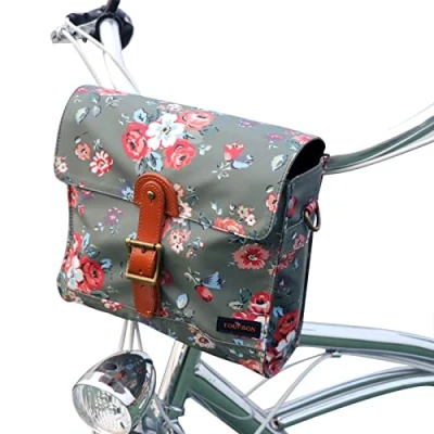 Abbildung von Tourbn Canvas Radfahren Fahrrad Lenker Tasche Schulter Aufbewahrungstasche (Blumenmuster)