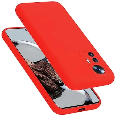 Abbildung von Cadorabo Hülle kompatibel mit Xiaomi 12T / PRO Silikon Handyhülle für Case aus flüssigem Kratzfeste und stoßfeste dünne TPU Schutzhülle Liquid ROT