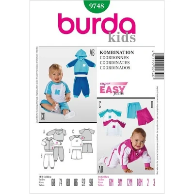 Abbildung von Burda Schnittmuster 9748 Kleinkind Kombination Gr. 68 98