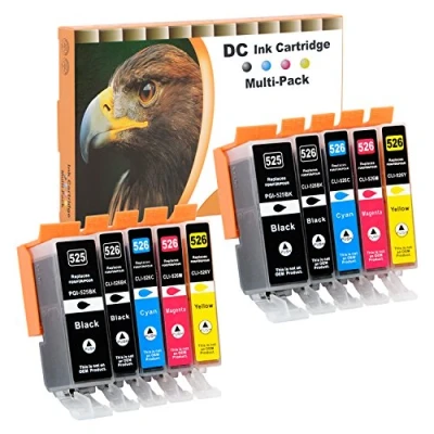 Abbildung von D&amp;C 10x Druckerpatronen Kompatibel für Canon PGI 525 CLI 526 Pixma IP4840 IP4850 IP4900 MG5140 MG5150 MG5240 MX710 MX715 MG6100 MG6150 MG6200 IP4950 IX6550 MG5250 MG5300 MG5340 MG5350 MG6250