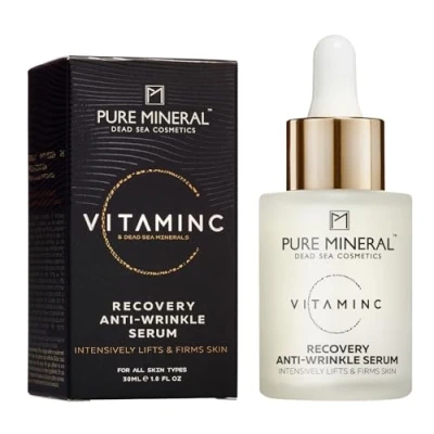 Abbildung von Pure Mineral Anti Falten Serum Vitamin C Erholung für reife Haut Lifting Effekt, Mineralien aus dem Toten Meer, Sichtbare Faltenreduktion Ohne Silikone, Sulfate, Parabene 30ml