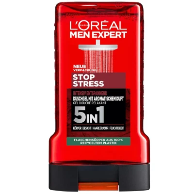 Abbildung von L&#039;Oréal Men Expert Duschgel und Shampoo für Männer, Duschbad zur Reinigung von Körper, Haar Gesicht, Herren Körperpflege langanhaltende Frische mit aromatischem Duft, Stop Stress, 1 x 250 ml