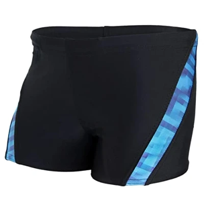 Abbildung von Aquarti Jungen Schwimmhose Kontrastfarbige Einsätze, Farbe: Schwarz/Blau, Größe: 140