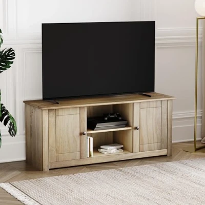 Abbildung von Panama Zweitüriger Fernsehtisch für Flachbildschirm mit Regal, Ablagefächer von Vida Designs