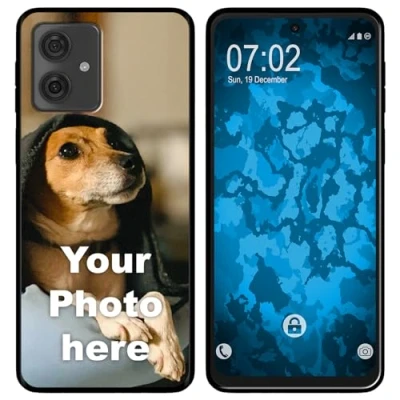 Abbildung von PhoneNatic personalisierte Handyhülle für Moto G54 Custom Case in schwarz zum selbst gestalten mit eigenem Foto Bild Text individuell