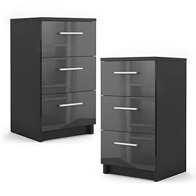 Abbildung von Vicco Nachttisch, Schwarz Hochglanz, 38 x 66 cm 2er Set