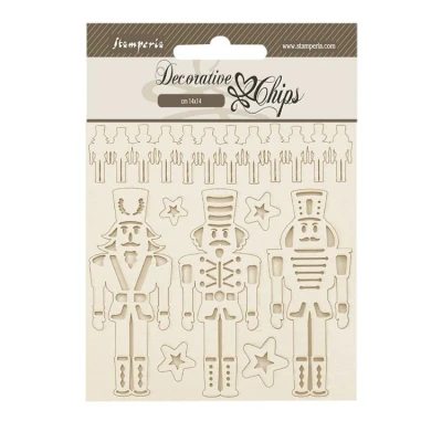 Abbildung von Stamperia Decorative Chips for Scrapbooks, Albums, Cards, Bullet Journals and More, Soldiers, Laser Cut Cardboard Shapes, Easy to Glue, Perfect Crafts Gifting (The Nutcracker)