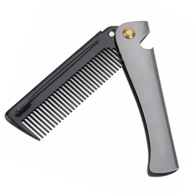 Abbildung von Klappbarer bartkamm, Folding Pocket Comb, Mini Klappkamm, Faltbarer Kamm für Edelstahl rostfreiem Stahl Zähne Kamm, Klapptasche Schnurrbart Formkamm den Friseursalon im Haushalt