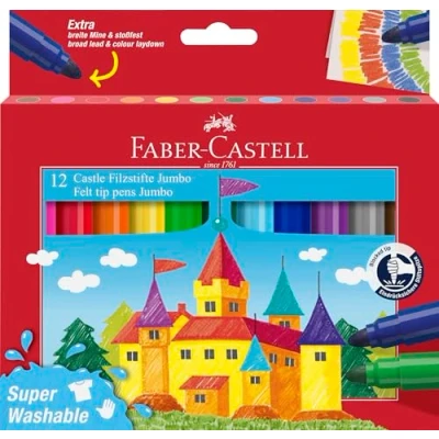 Abbildung von Faber Castell 154311 Packung mit 12 Jumbo Markern, mehrfarbig, super waschbar