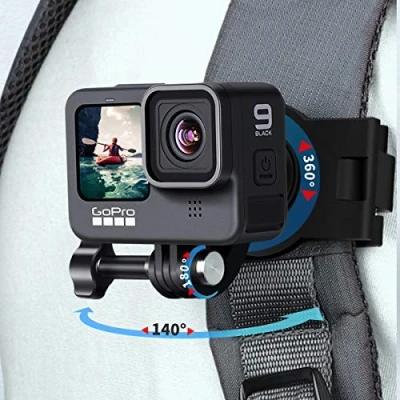 Abbildung von VnoPro Professionelle GoPro Rucksack Halterung, verstellbare Kamera Schulterhalterung, kompatibel mit Hero 9 8 7 6 5 4 Schwarz, Insta 360 One R, DJI Osmo Action und den meisten Kameras.