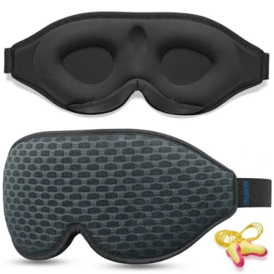 Abbildung von 2025 Innovative Schlafmaske für Männer und Frauen. 100% Licht blockierend Ergonomische, einstellbare Augenmaske mit Ohrstöpseln Schlaf, Nickerchen, Meditation, Reisen, angenehme Nachtruhe