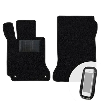 Abbildung von moto MOLTICO Vorne Fußmatten Auto Velours Autoteppiche Schwarz Automatten Set 2 teilig passend für Mercedes Benz C Klasse W204 2007 2014