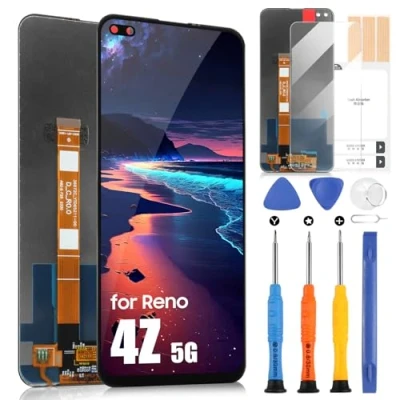 Abbildung von LCD Display für Oppo Reno4 Z 5G/Reno4Z 5G CPH2065 Digitizer Touchscreen Ersatz Montage mit Reparatur Set (6,57 Zoll, Schwarz)