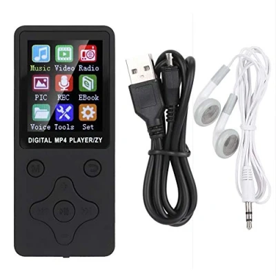Abbildung von 8 GB tragbarer MP3 Player, 1,8 Zoll Bluetooth 4.2 FM Radio, digitaler Audio Player MP4 Musik mit Lautsprecher, Diktiergerät, Kopfhörer, Unterstützung von bis zu 32 GB(schwarz)