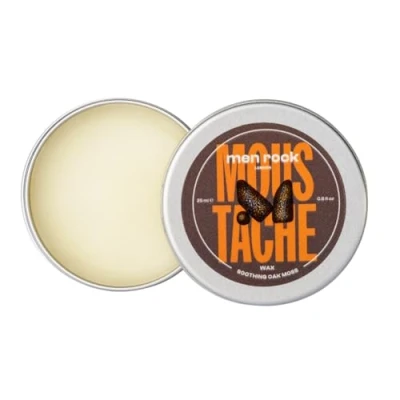 Abbildung von Men Rock Eichenmoos Schnurrbartwachs und Bartwachs, 25ml Natürlicher Look &amp; Halt mit erfrischendem Duft