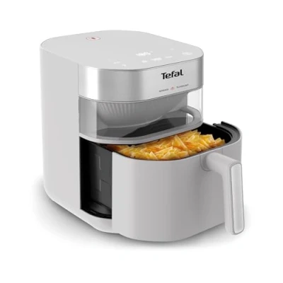 Abbildung von Tefal Easy Fry Infrared Heißluftfritteuse, bis zu 99% weniger Fett, Infrarottechnologie, 7 Liter, digitales Bedienfeld, Sichtfenster, Auto Off, Warmhaltefunktion, spülmaschinenfest, grau, EY831GE0
