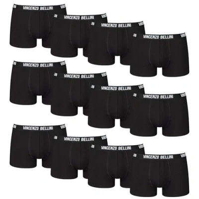 Abbildung von Vincenzo Bellini Hipster Boxershorts, 8er / 12er Pack, Bequeme und atmungsaktive Herren Unterwäsche, Baumwolle Unterhosen (DE/NL/SE/PL, Alphanumerisch, S, Regular, schwarz 12er)