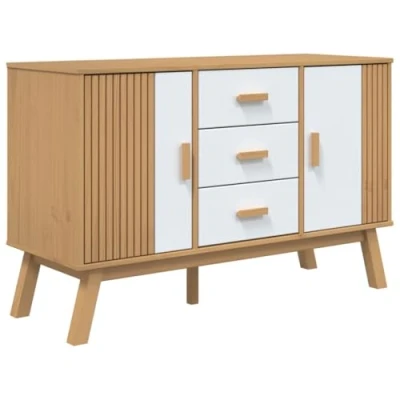 Abbildung von vidaXL Sideboard OLDEN Weiß und Braun 114x43x73,5 cm Massivholz Kiefer (1 St)