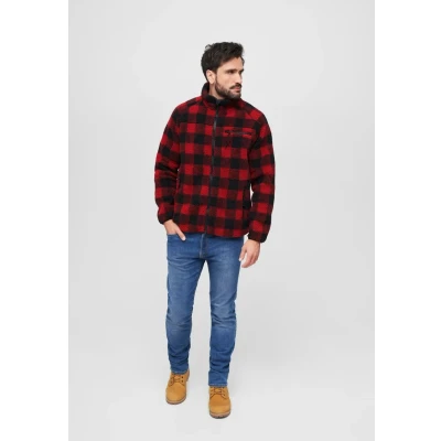 Abbildung von Brandit Teddy Fleecejacke, Herren, Größe: 4XL, Red/black/white