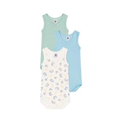 Abbildung von Petit Bateau BÉBÉ Unisex 3 PACK Body aquatic/marshmallow/multicoloured/aloe vera für Kinder, Größe: 60, Aquatic/marshmallow/multi coloured/aloe