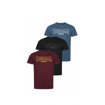 Abbildung von Lonsdale Normale Passform Dreierpack Tshirt print, Herren, Größe: Medium, Black navy oxblood