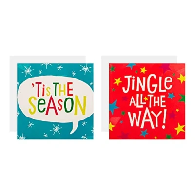 Abbildung von Hallmark Weihnachtskarten Set 30 Mini Karten aus der Simply for You Kollektion in 2 lustigen, modernen Designs