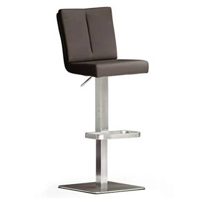 Abbildung von Robas Lund Barhocker Braun mit Lehne Barstuhl drehbar 180 Grad, Hocker höhenverstellbar, PU BRU.NI