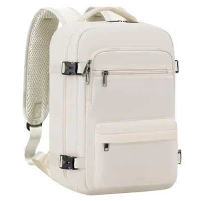Abbildung von COOLIFE Handgepäck Rucksack für Ryanair 40x20x25 Reiserucksack Flugzeug 20L Klein Kabinengröße Tasche mit Laptopfach Weekender Kurze Trip (Weiß, 40x25x20cm)