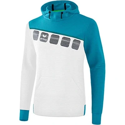 Abbildung von Erima Kinder 5 C Kapuzensweat, weiß/oriental blue/colonial blue, 152