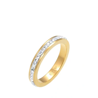 Abbildung von Elli PREMIUM Ring Damen Bandring Elegant mit Kristallen in 925 Sterling Silber Rosé vergoldet